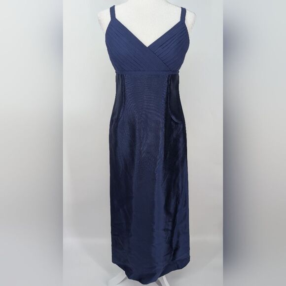 Talbots Vintage Midnight Navy Blue Sleeveless Empire Waist Silk Evening Gown 6P - Picture 1 of 5
